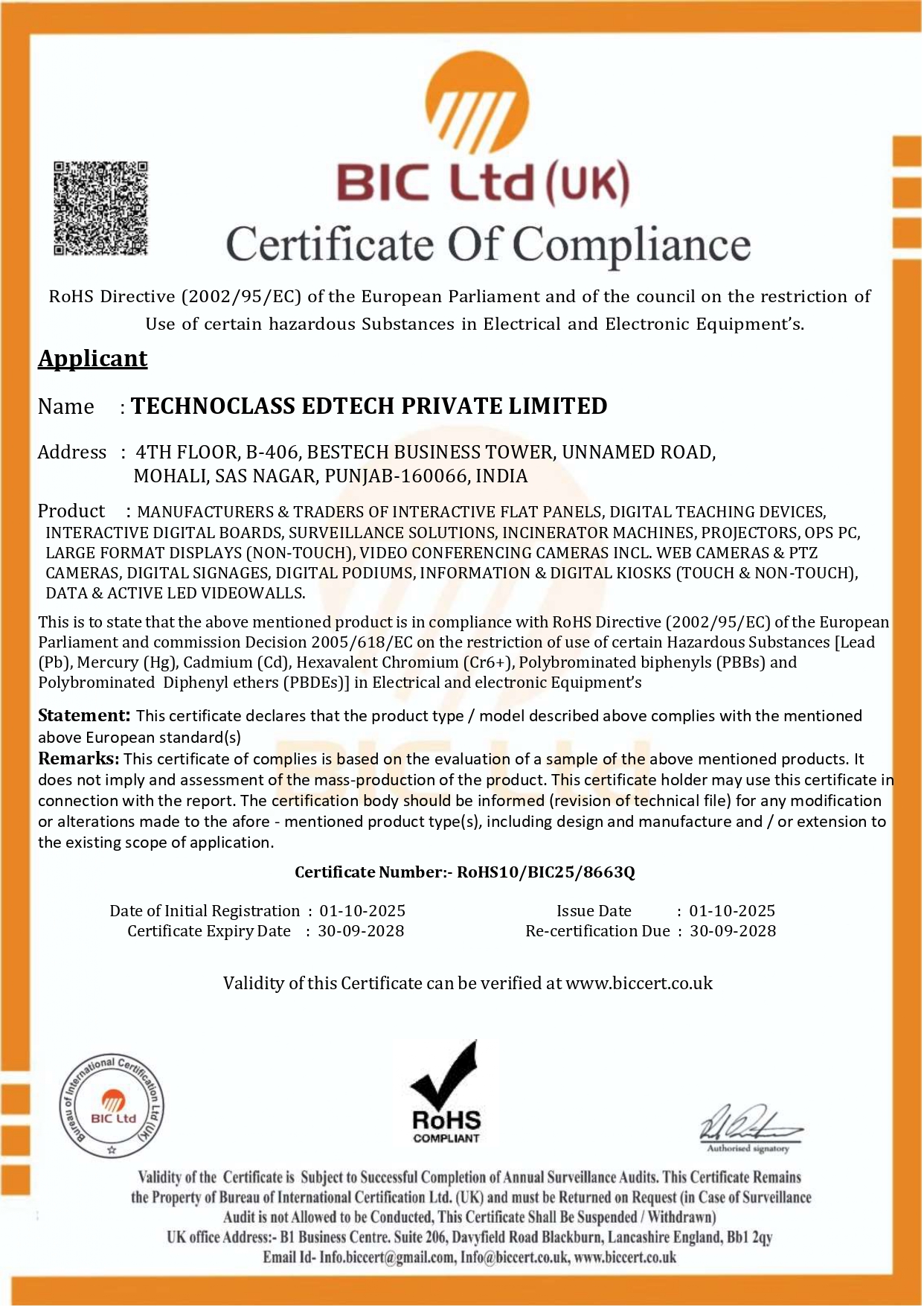 RoHS certification